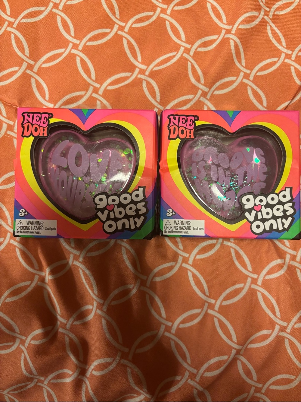 NeeDoh Good Vibes Only Heart Squishy Stress Ball - Purple set of 2